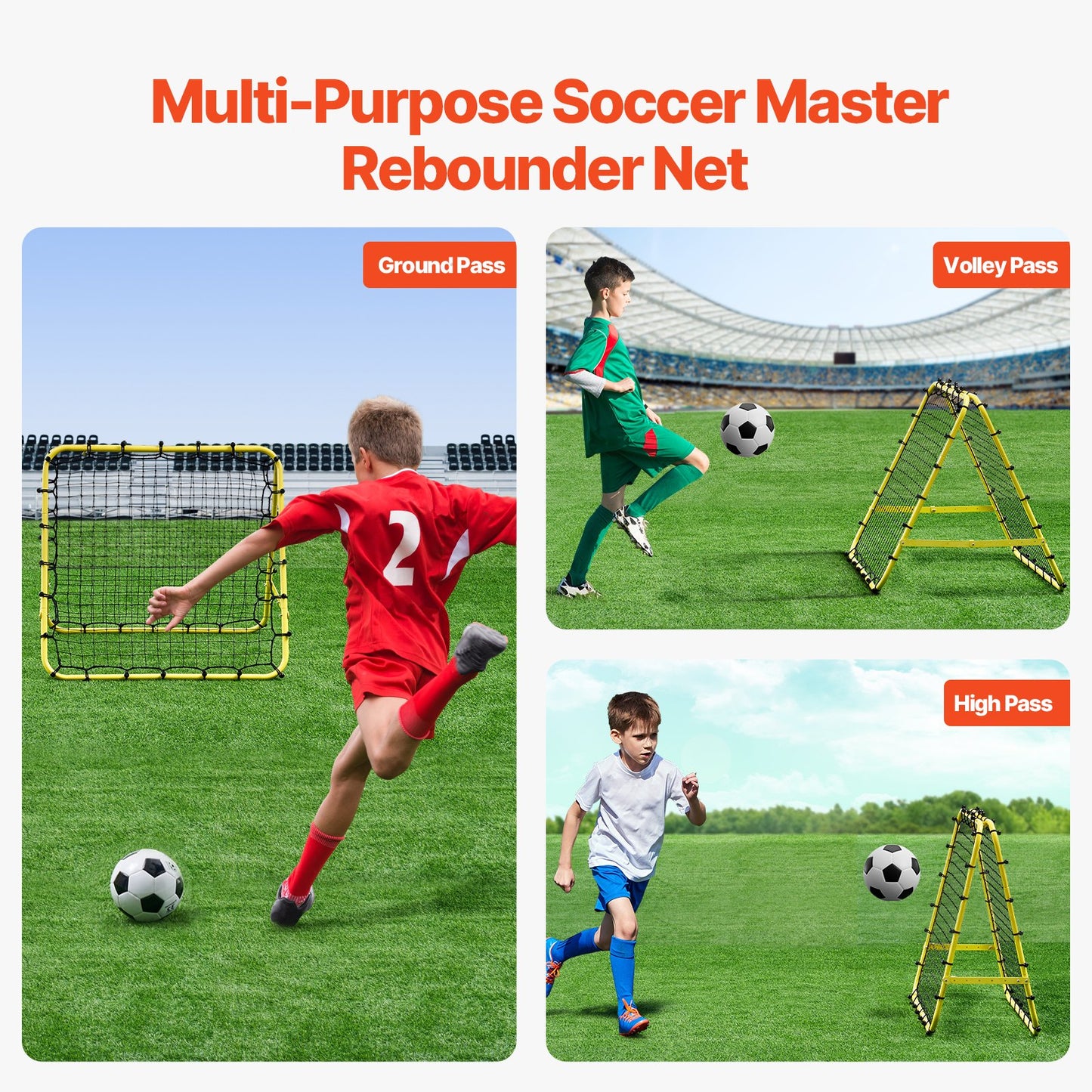 40"x35"x37" Soccer Rebounder Net Kick-Back Portable Football Training Gift