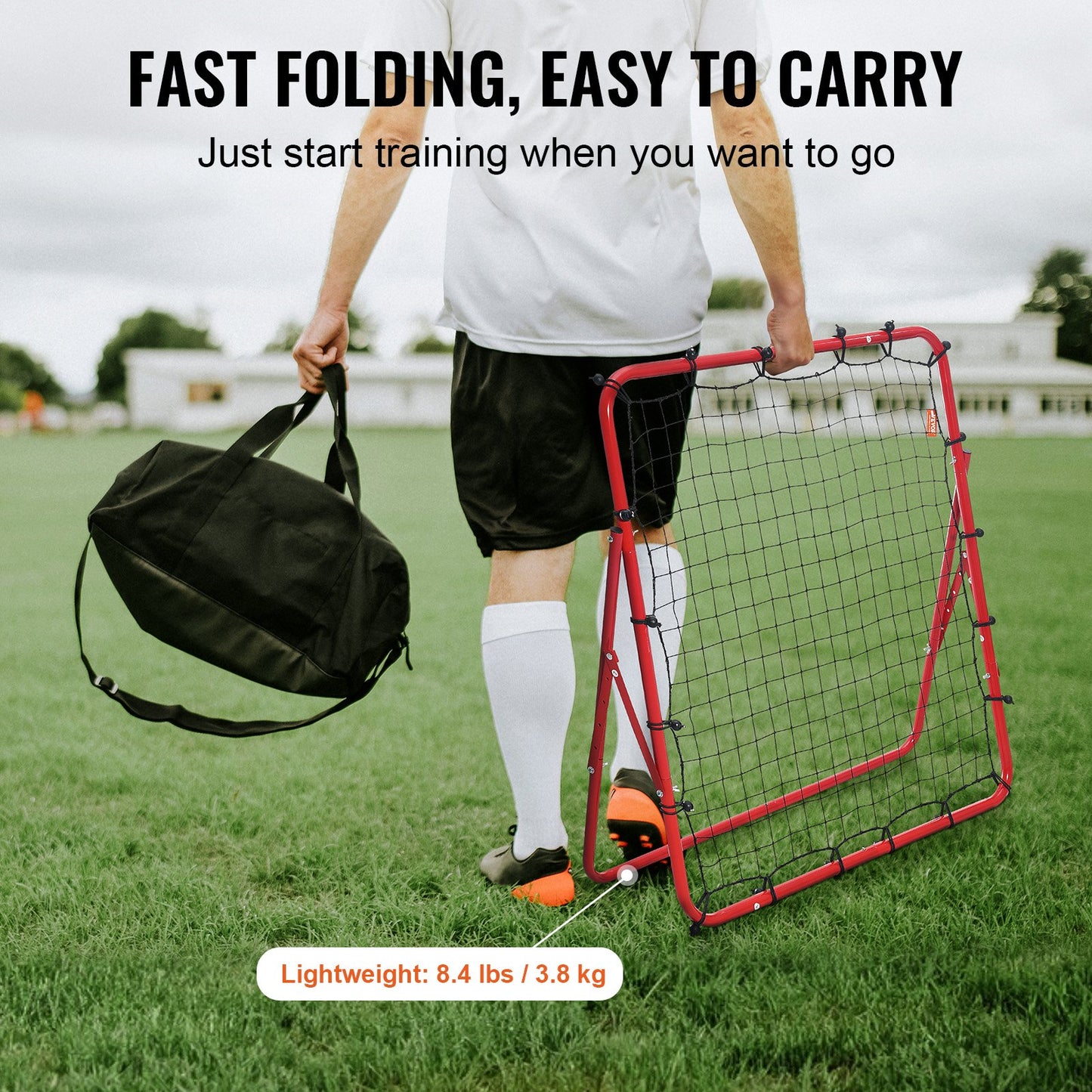 Fußball-Rebounder, Rückprallnetz, Kick-Back 39"x39", tragbare Fußball-Trainingsgeschenke, vollständig einstellbares Winkel-Tornetz, Hilfsmittel und Ausrüstung für Kinder, Jugendliche und alle Altersgruppen, einfach zu installieren und perfekt zu verstauen