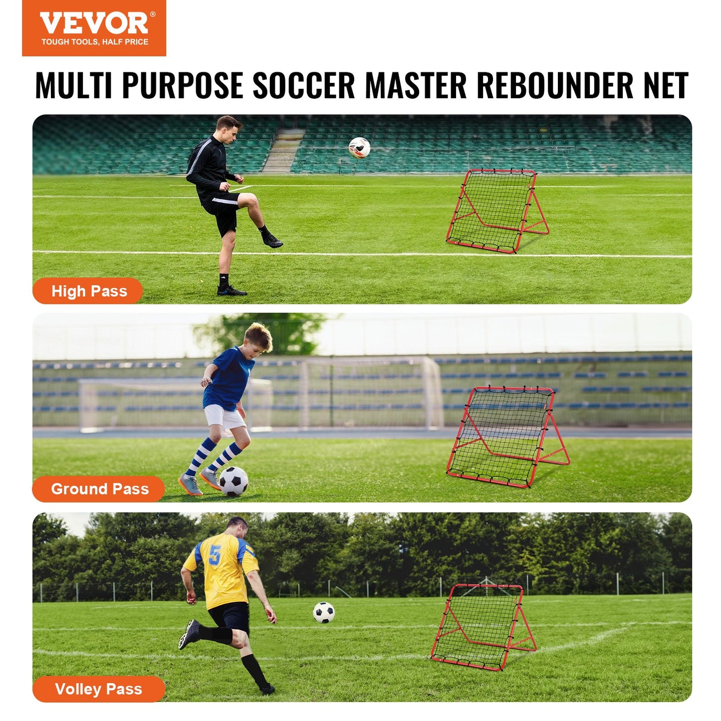 Fußball-Rebounder, Rückprallnetz, Kick-Back 39"x39", tragbare Fußball-Trainingsgeschenke, vollständig einstellbares Winkel-Tornetz, Hilfsmittel und Ausrüstung für Kinder, Jugendliche und alle Altersgruppen, einfach zu installieren und perfekt zu verstauen