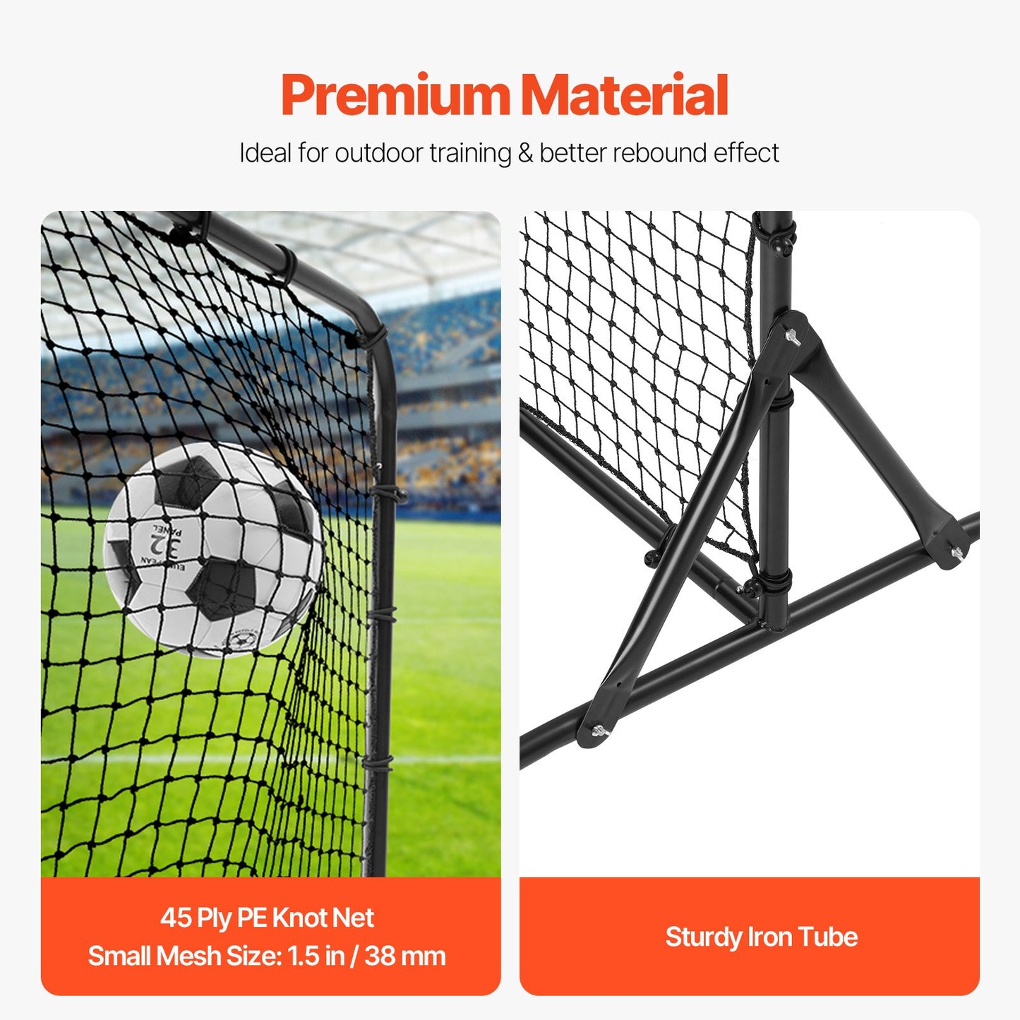 6x4FT Football Rebound Trainer Soccer Training Equipment Double Sided Net