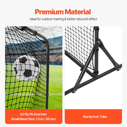 6x4FT Football Rebound Trainer Soccer Training Equipment Double Sided Net
