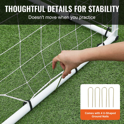 Soccer Rebound Trainer, 8x6FT Iron Soccer Training Equipment, Sports Football Rebounder Wall med dubbelsidigt studsande nät och mål, perfekt för bakgårdsträning, ensamträning, passningar