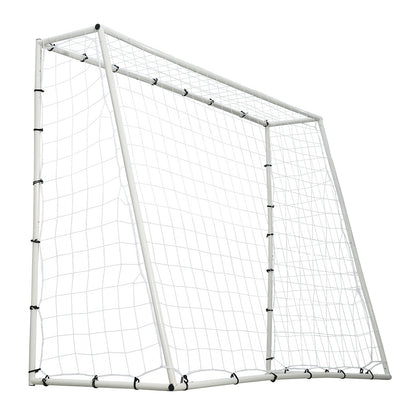 Soccer Rebound Trainer, 8x6FT Iron Soccer Training Equipment, Sports Football Rebounder Wall med dubbelsidigt studsande nät och mål, perfekt för bakgårdsträning, ensamträning, passningar