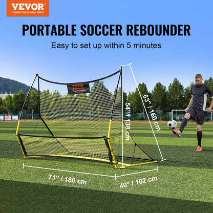 Fotbollstränare, 2-I-1 bärbart fotbollsrebounder-nät, 72"x51" järnfotbollsträningsutrustning, sportfotbollsreboundervägg med bärbar väska, perfekt för lagsoloträning, passningar, volley