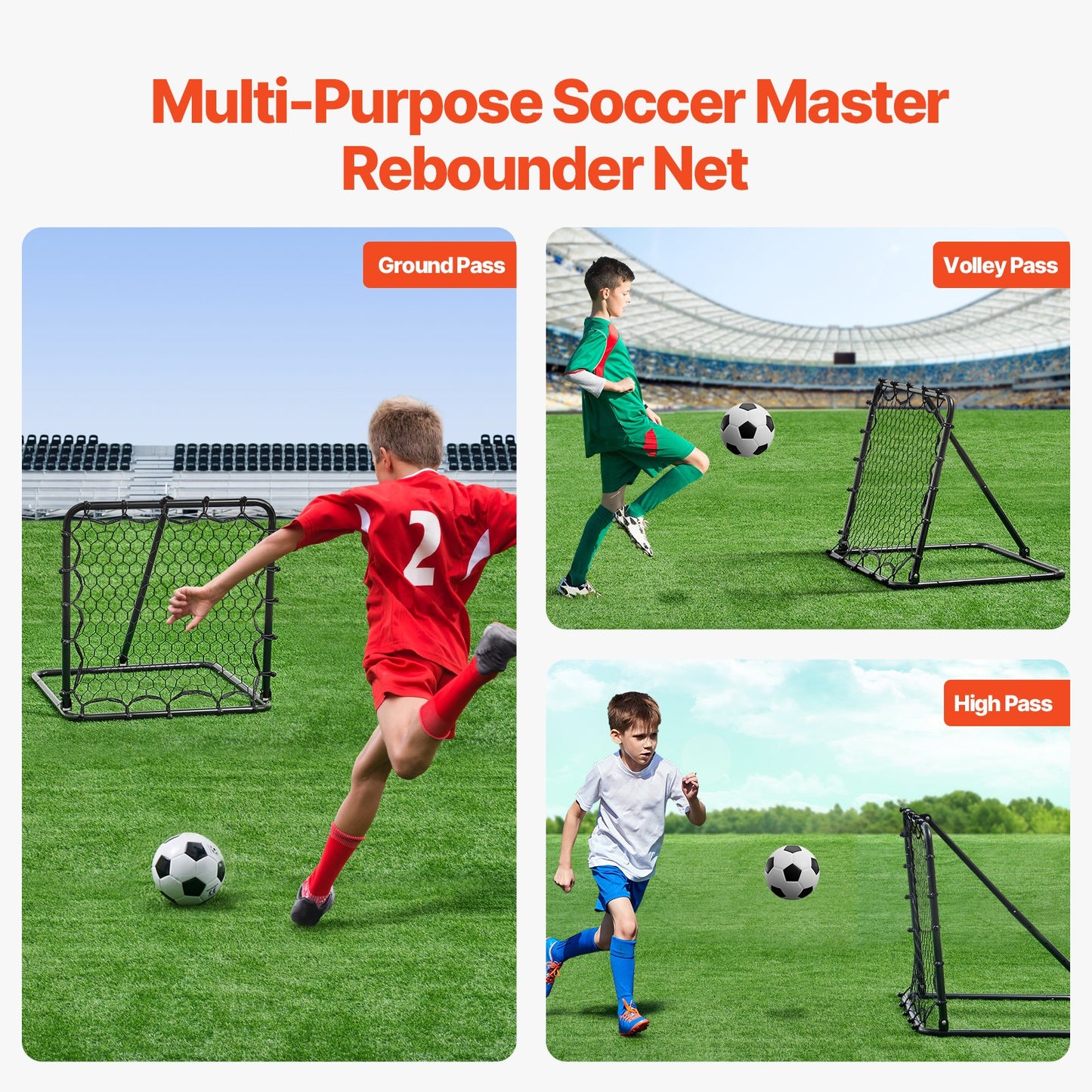 34"x34" Soccer Rebounder Net Kick-back Portable Soccer Training Gifts