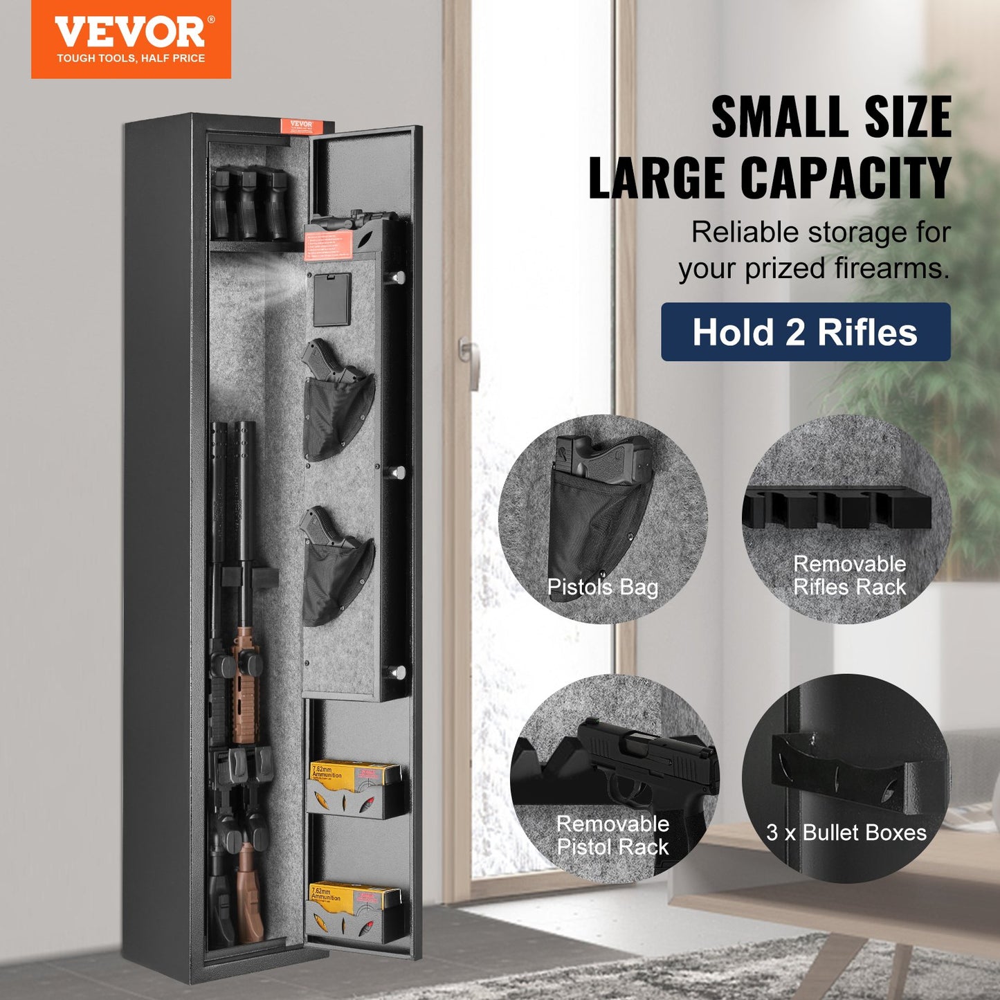 Gun Safe Rifle Safe with digital keypad and lock for 3 rifles and 4 pistols