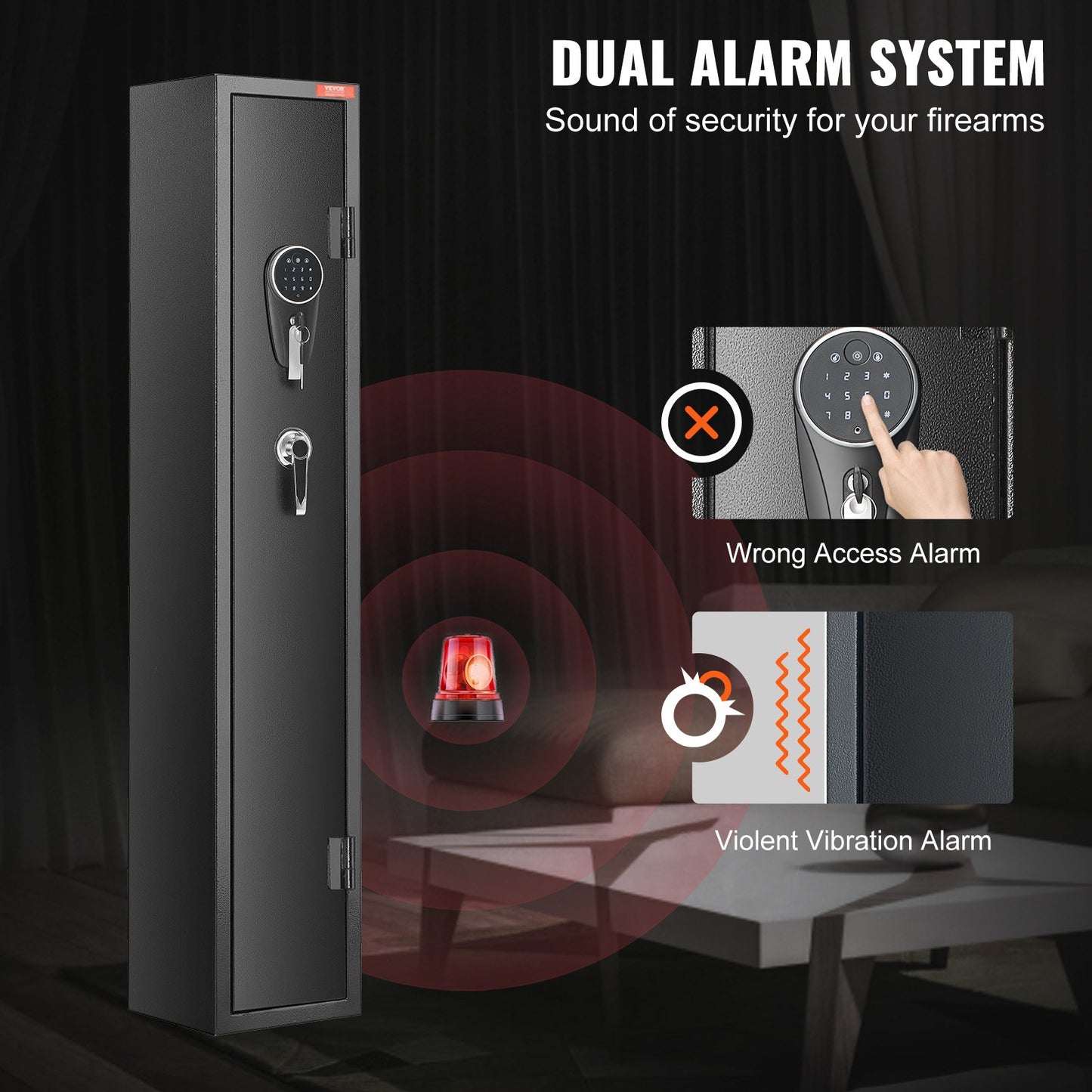 Gun Safe Rifle Safe with digital keypad and lock for 3 rifles and 4 pistols