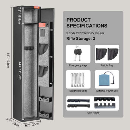 Gun Safe Rifle Safe with digital keypad and lock for 3 rifles and 4 pistols