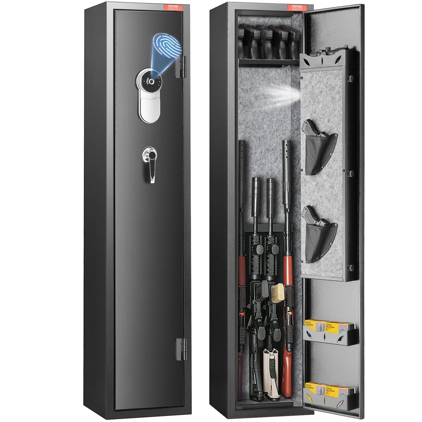 Gun Safe Rifle Safe med fingeravtryckslås för 5 gevär och 4 pistoler
