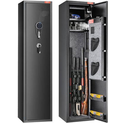 7-8 Rifles Gun Cabinet, Rifle Cabinet with Digital Keypad and Lock, Shotgun Gun Storage Cabinet with Built-in Storage Cabinet, Removable Storage Shelf for Home-Length Weapons and Pistols