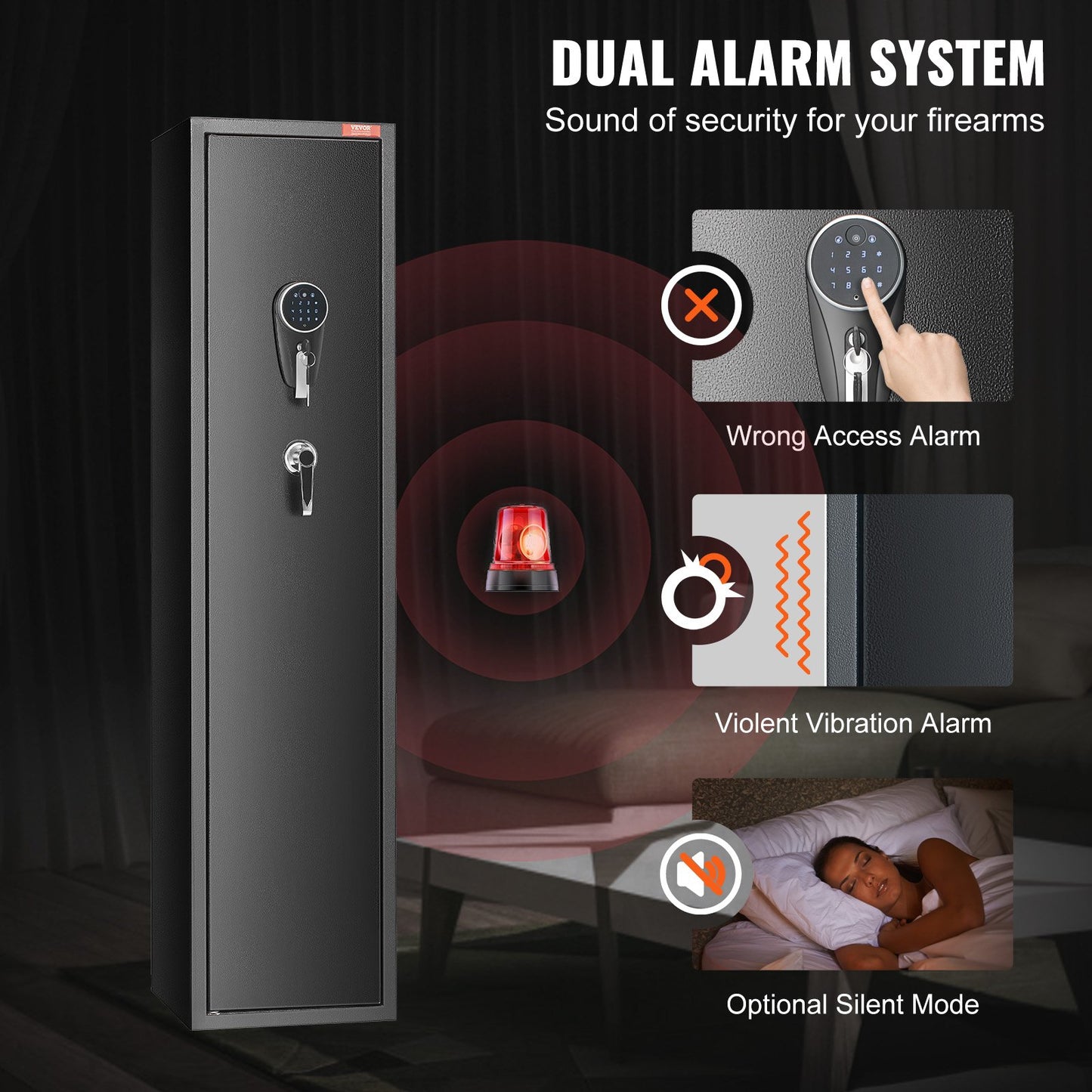 Gun Safe Rifle Safe with Digital Keypad &amp; Lock 5 Rifles Storage Cabinet