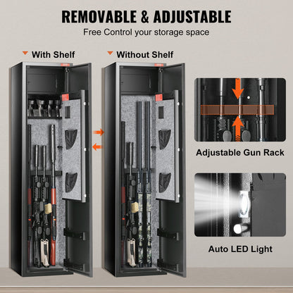 Gun Safe Rifle Safe with Digital Keypad &amp; Lock 5 Rifles Storage Cabinet