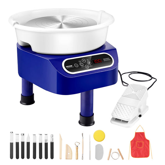 Pottery Wheel 10in Ceramic Wheel Foot Pedal Touch Screen 350W 3 Legs Blue