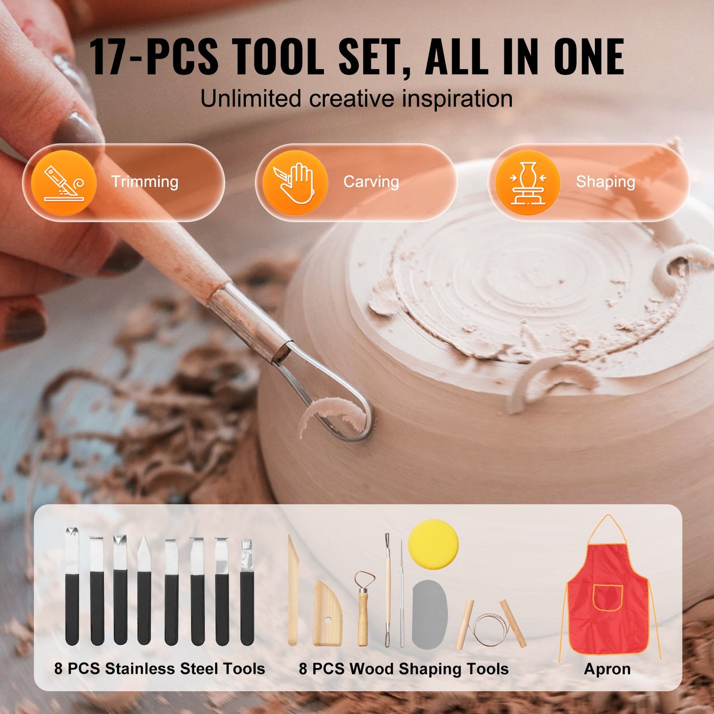 Pottery Wheel 11-tums keramisk hjulfotpedal Pekskärm 450W 3 Ben Vit