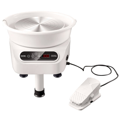 Pottery Wheel 11-tums keramisk hjulfotpedal Pekskärm 450W 3 Ben Vit