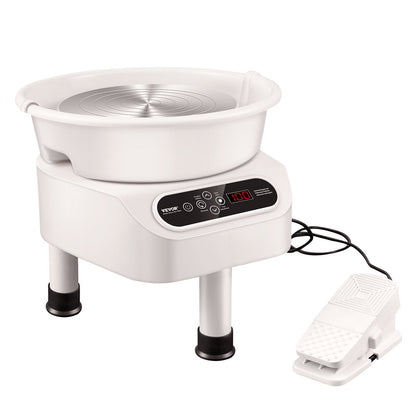 Pottery Wheel 11-tums keramisk hjulfotpedal Pekskärm 450W 3 Ben Vit