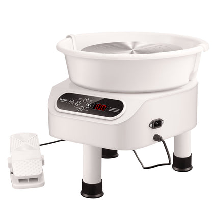 Pottery Wheel 11-tums keramisk hjulfotpedal Pekskärm 450W 3 Ben Vit