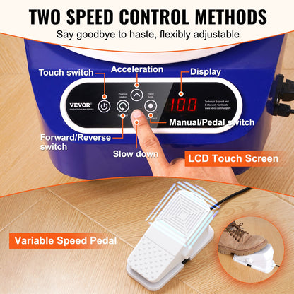 Töpferscheibe, 11 Zoll, Keramik-Rad, Fußpedal, Touchscreen, 450 W, 3 Beine, Blau