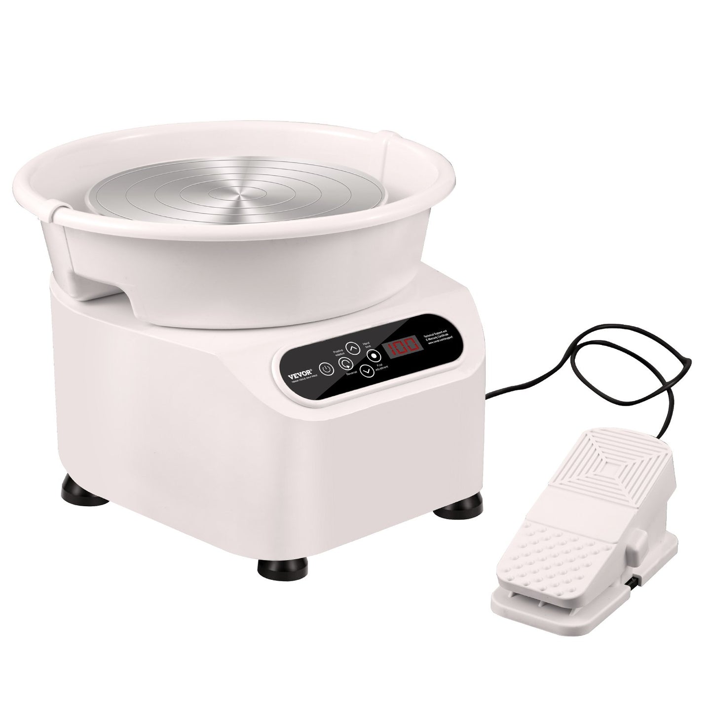 Pottery Wheel 11in Ceramic Wheel Foot Pedal Touch Screen Apron 450W White
