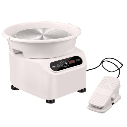 Pottery Wheel 11in Ceramic Wheel Foot Pedal Touch Screen Apron 450W White