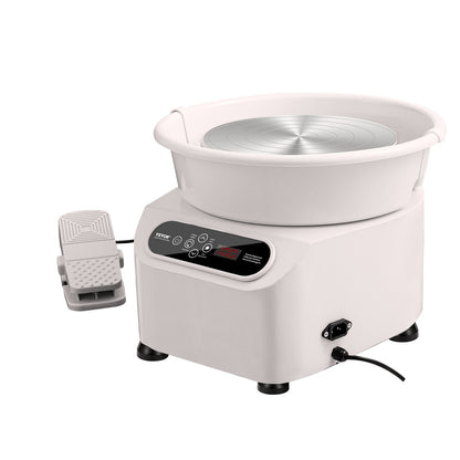 Pottery Wheel 11in Ceramic Wheel Foot Pedal Touch Screen Apron 450W White
