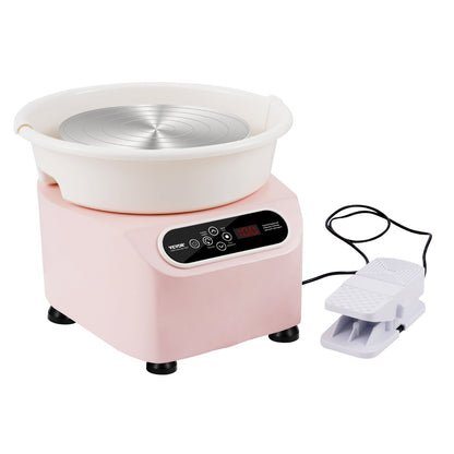 Pottery Wheel 11in Keramisk Wheel Fotpedal Pekskärmsförkläde 450W Rosa
