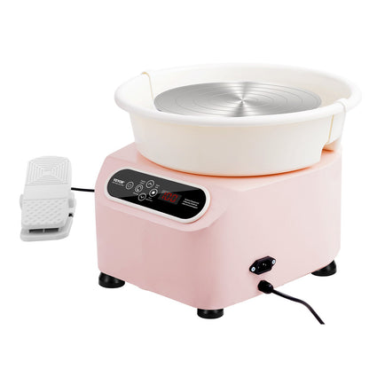 Pottery Wheel 11in Keramisk Wheel Fotpedal Pekskärmsförkläde 450W Rosa
