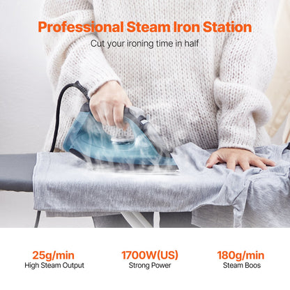 Steam iron 1600W Iron for clothes Automatic shut-off Self-cleaning for ironing