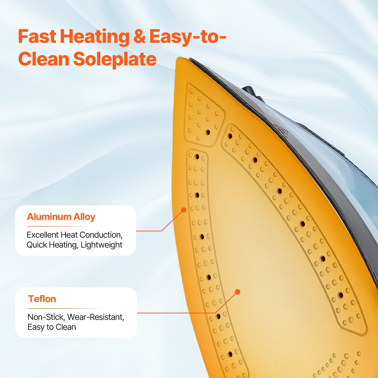 Steam iron 1600W Iron for clothes Automatic shut-off Self-cleaning for ironing