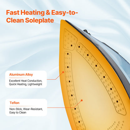 Steam iron 1600W Iron for clothes Automatic shut-off Self-cleaning for ironing