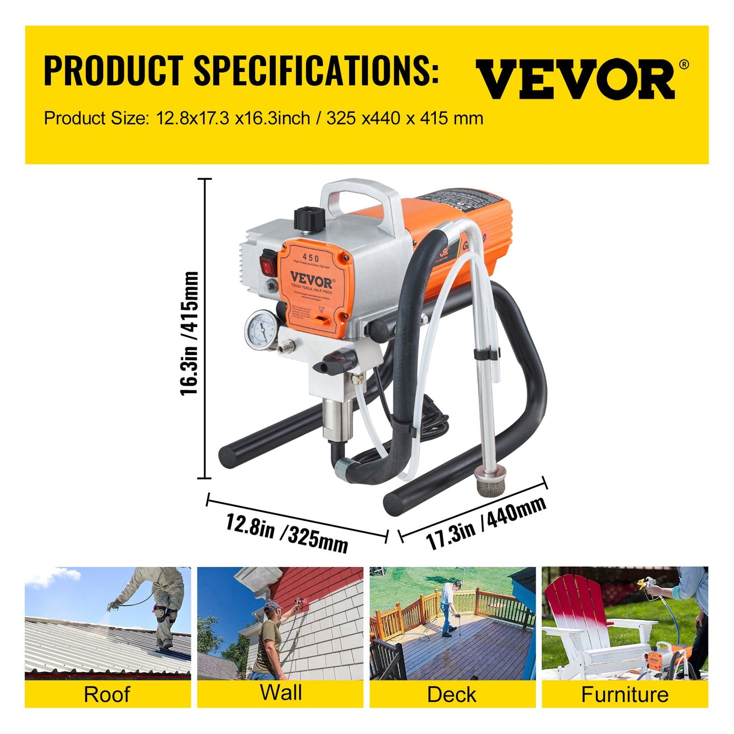 Hochdruck Airless Wand Farbe Spray Gun Spray Maschine Maschine Sprühen 1800W