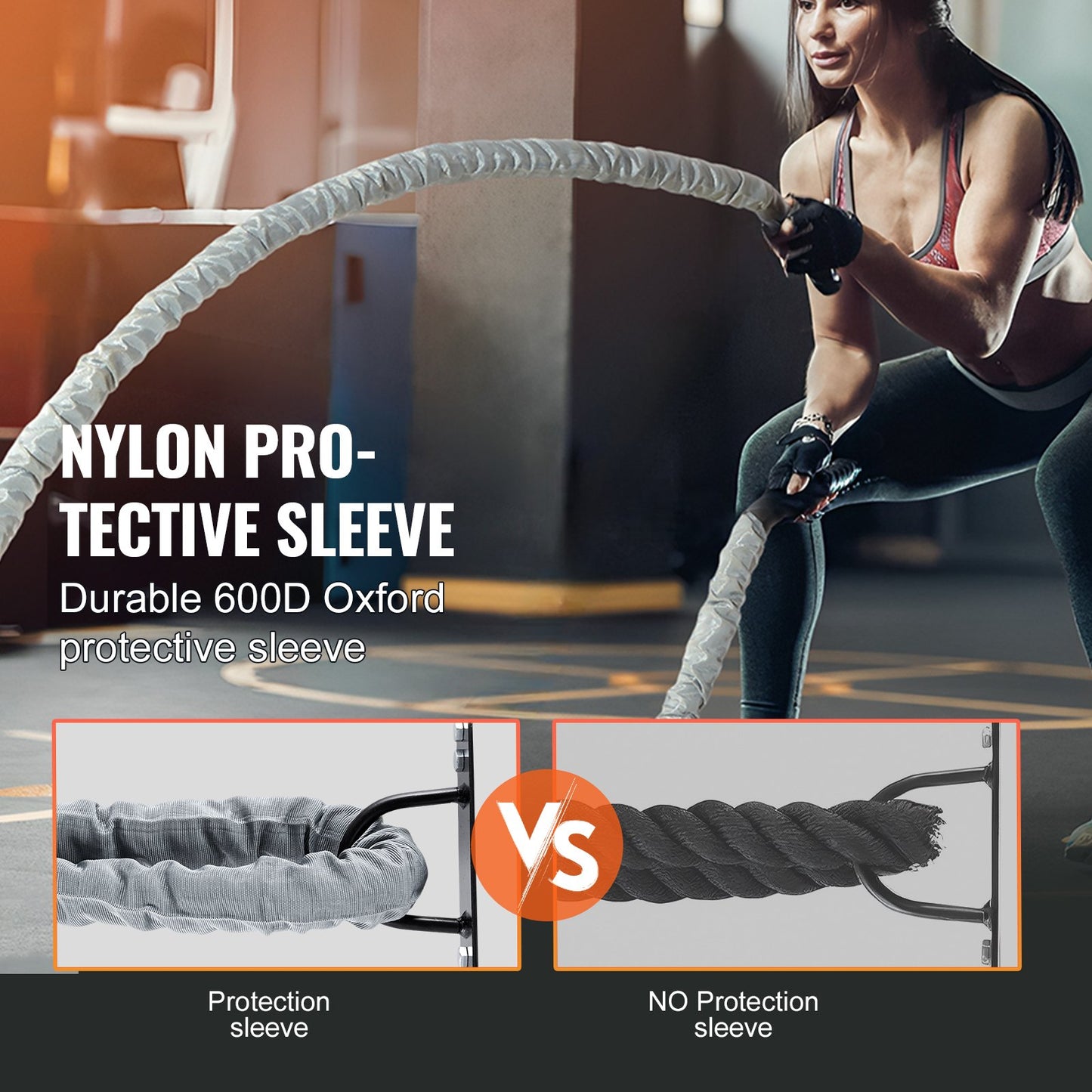Battle Rope 1.5" 30Ft Gym Workout Strength Training Training Fitness Rope