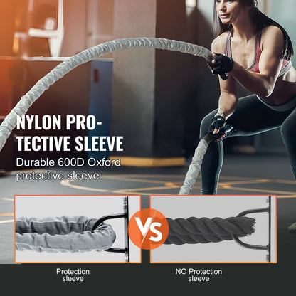 Battle Rope 1.5" 30Ft Gym Workout Strength Training Training Fitness Rope