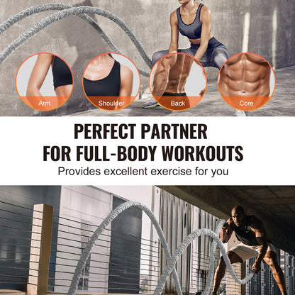 Battle Rope 1.5" 30Ft Gym Workout Strength Training Training Fitness Rope