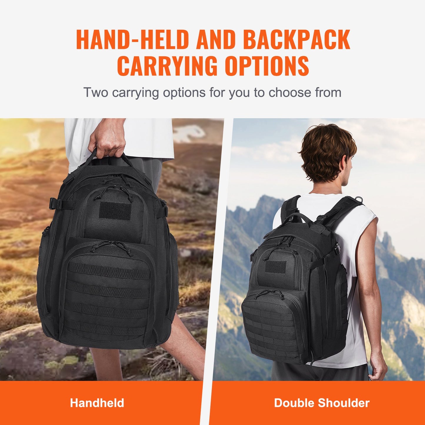 Tactical Backpack 40L Military Backpack with Molle Mode & Sponge Pad Black