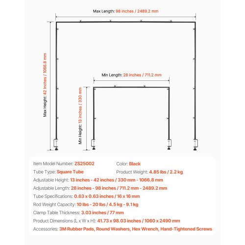 Overboard Stand Arc Frame 28-98 inch Length Adjustable Clamp Decor | EU