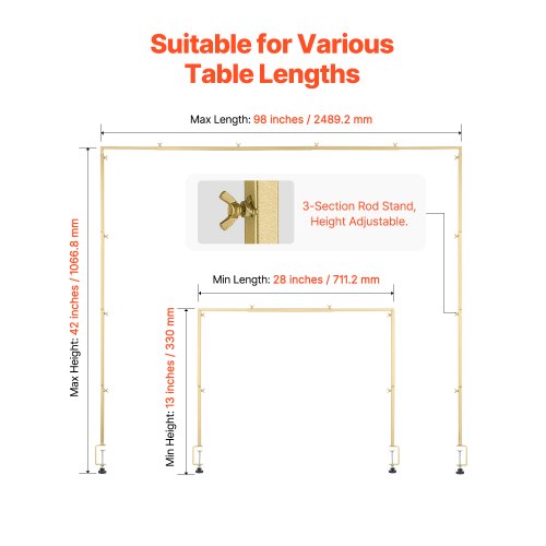 Tabletop Tripod Stand with Clamps 28"-98" L Adjustable Tabletop Tripod with Arc | EU