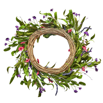 Artificial decorative wreath 22 in pink green daisies year round wreath