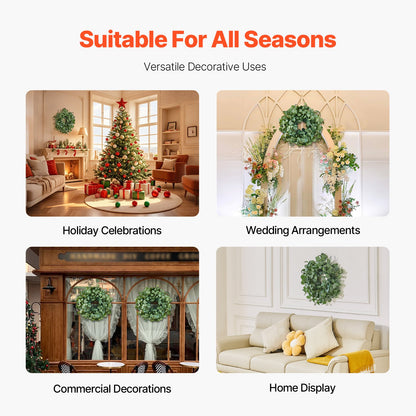 Artificial decorative wreath 26 in green eucalyptus leaves all year round
