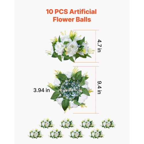 Flower balls for wedding table decorations 23 cm flower arrangement 10 pcs | EU