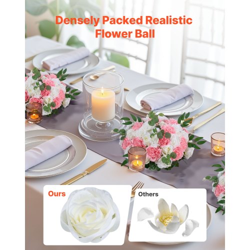 Flower balls for wedding table decorations Flower bouquet Pink + White 10 PCS | EU