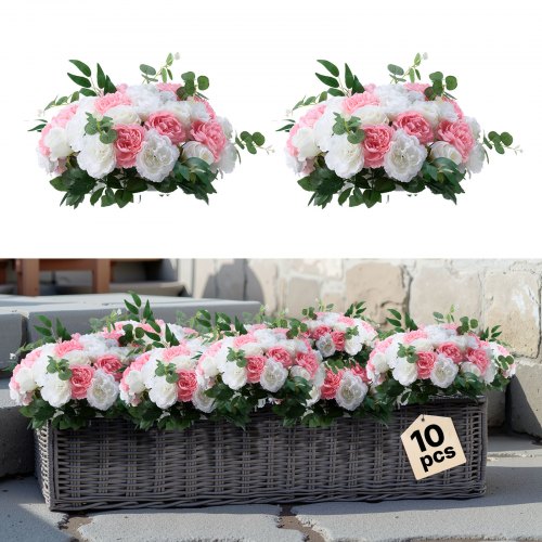 Flower balls for wedding table decorations Flower bouquet Pink + White 10 PCS | EU