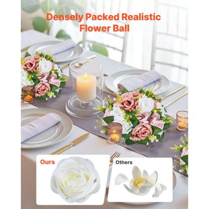 Flower balls for wedding table decorations 23 cm flower bouquet pink + white | EU