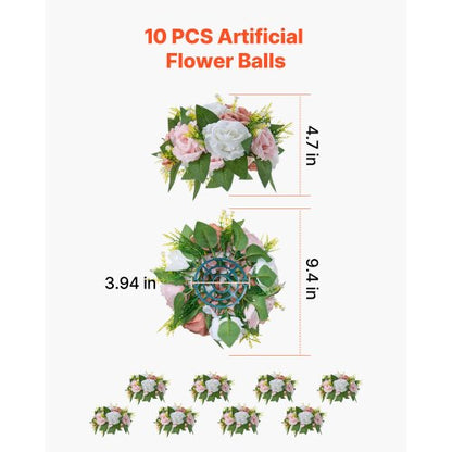 Flower balls for wedding table decorations 23 cm flower bouquet pink + white | EU