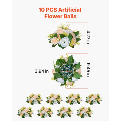 Flower balls for wedding table decorations Artificial flower bouquet Champagne 10 pcs | EU