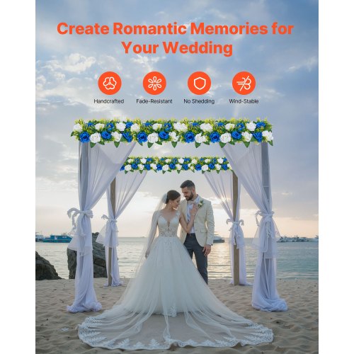 Flower balls for wedding table decorations Artificial flower bouquet Blue+White 10 pcs | EU