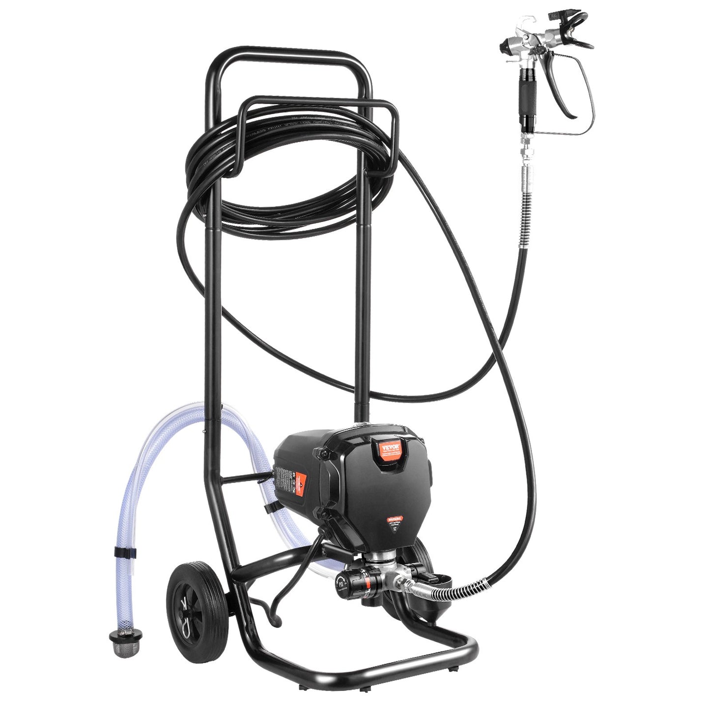Stand Airless färgspruta, 750W 3000PSI Högeffektiv Elektrisk Airless-spruta med vagn, fin och jämn målningseffekt, färgsprutor för heminredning och exteriörmöbler och staket