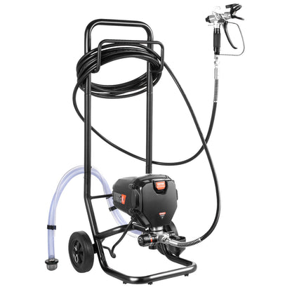 Stand Airless färgspruta, 750W 3000PSI Högeffektiv Elektrisk Airless-spruta med vagn, fin och jämn målningseffekt, färgsprutor för heminredning och exteriörmöbler och staket