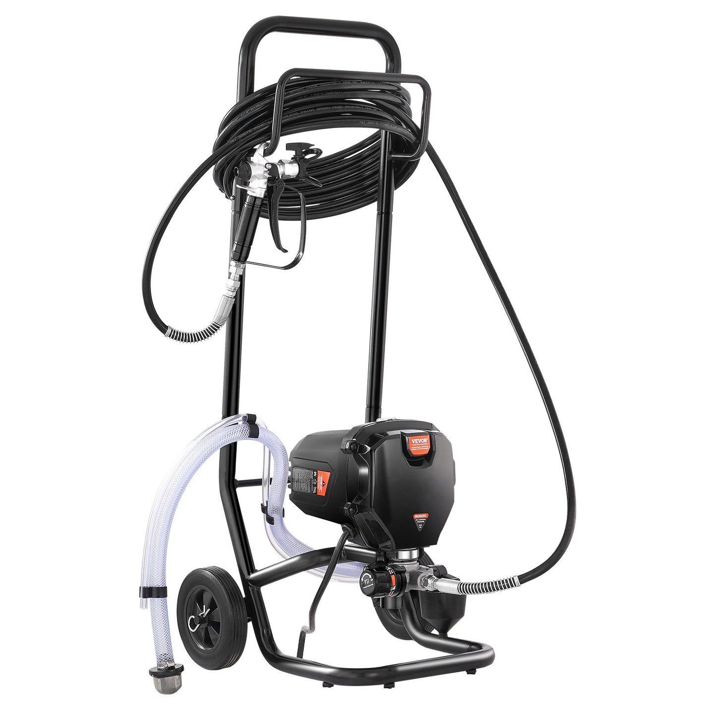 Stand Airless färgspruta, 750W 3000PSI Högeffektiv Elektrisk Airless-spruta med vagn, fin och jämn målningseffekt, färgsprutor för heminredning och exteriörmöbler och staket