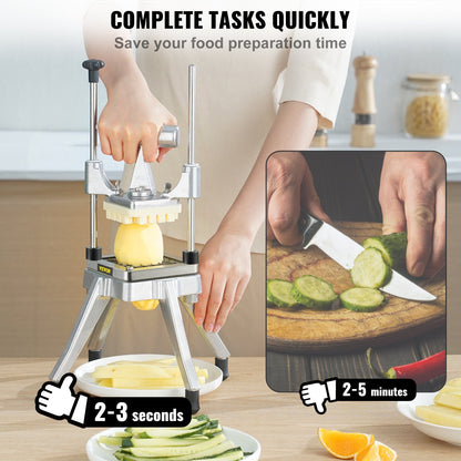 Kommersiell grönsakshackare 1/4" Blad Heavy Duty Professional Food Dicer Kattex French Fry Cutter Lökskärare Rostfritt stål för tomatpeppar Potatissvamp